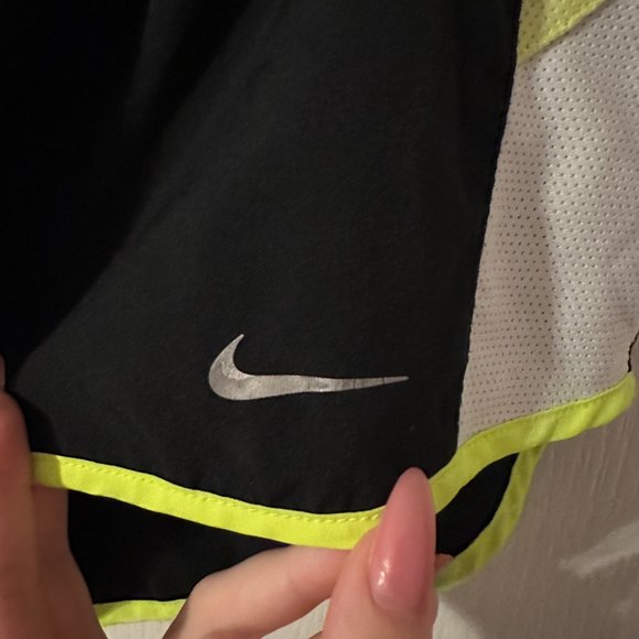 Nike Black Shorts with Built-In Briefs and Green and White Details (Size M) - Picture 5 of 6